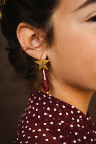 Pendientes Stars burdeos