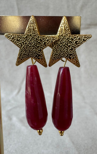 Pendientes Stars burdeos